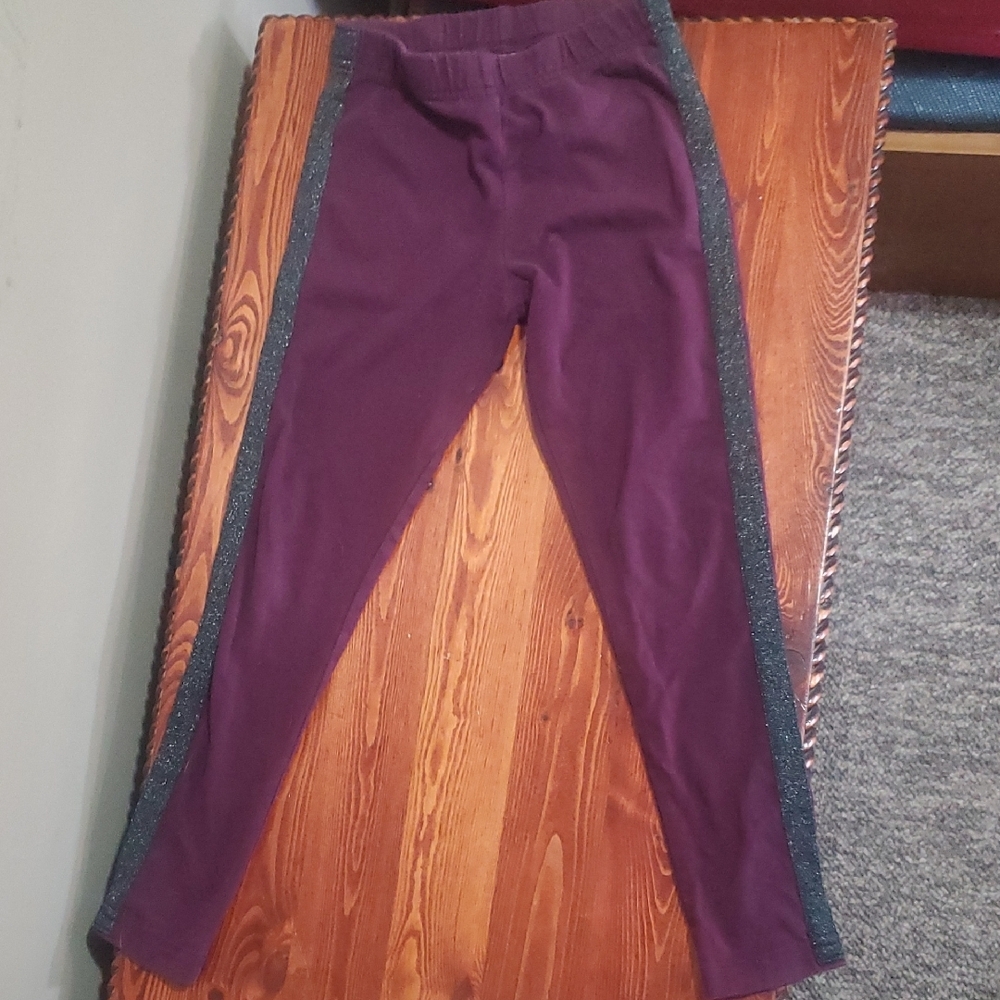 OshKosh B'gosh Purple Leggings with Glitter Sides Size 7/7A